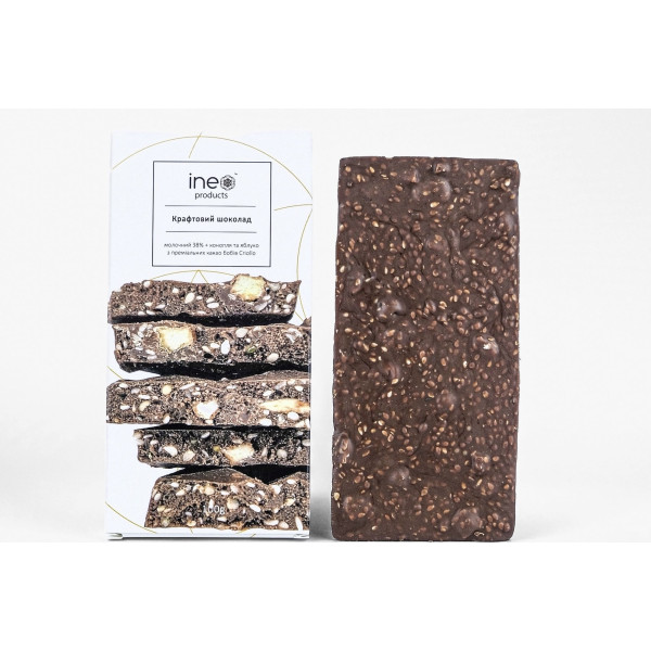 Шоколад крафтовий молочний з коноплею та яблуком, 100 г "Ineo"
