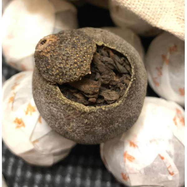 Китайський чай шу пуер Зелений Мандарин, (порційний)