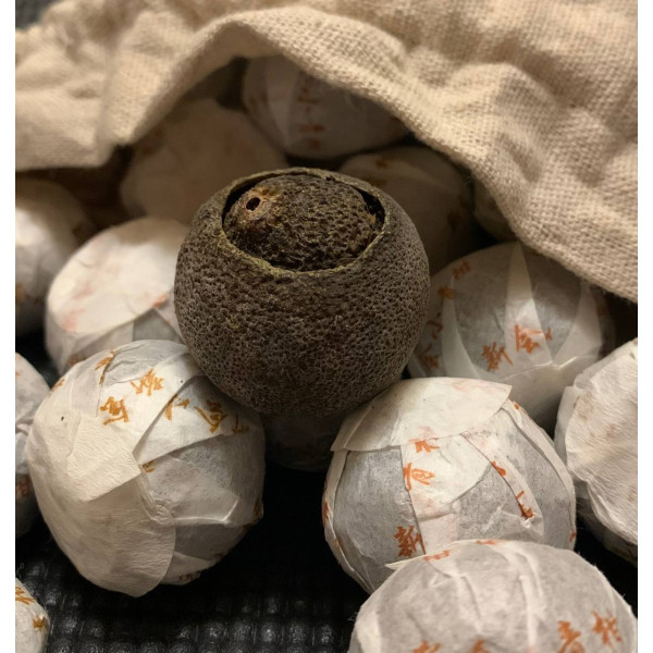 Китайський чай шу пуер Зелений Мандарин, (порційний)