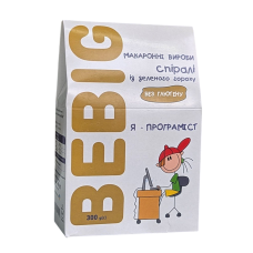 Макаронні вироби "Спіралі із зеленого гороху", 300г "Bebig"